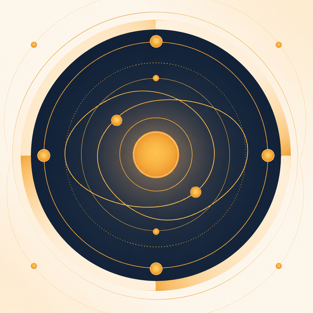 Concentric amber loops circling a steady center